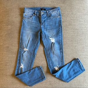 DKNY Distressed skinny jeans